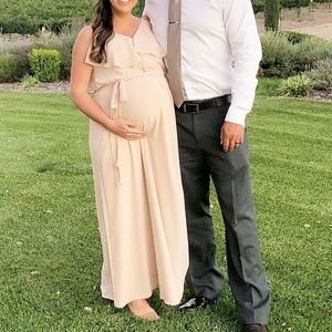 Amsale bridesmaid dress in Fawn